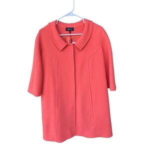 Retro 60s Coral Wool Coat Women's Size‎ 8 3/4 Sleeve Old Money Minimalist NWT